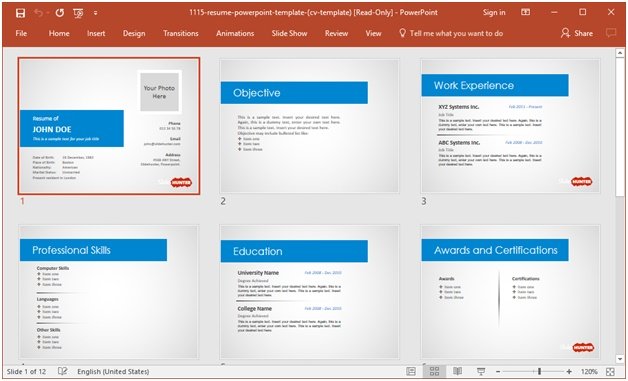 powerpoint resume templates